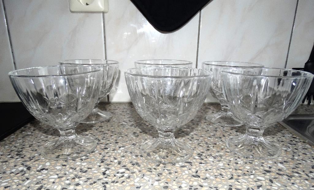 6 stuks ijscoupe's, Overige typen, Ophalen of Verzenden, Overige stijlen, Glas