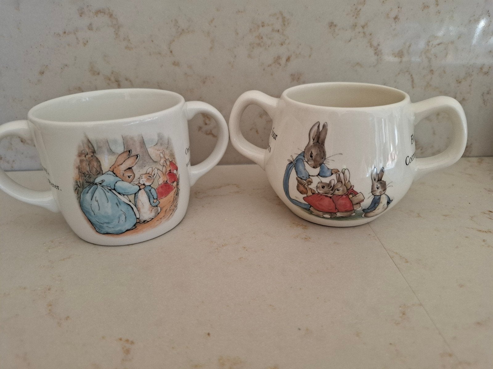 2  kinder bekers Pieter Rabbit, Ophalen, Zo goed als nieuw