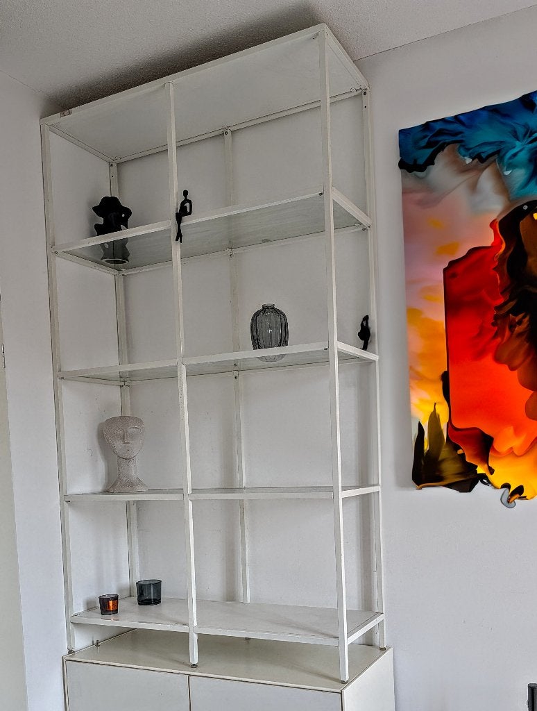 IKEA VITTSJÖ open wall cabinet white metal/glass, Ophalen, Zo goed als nieuw
