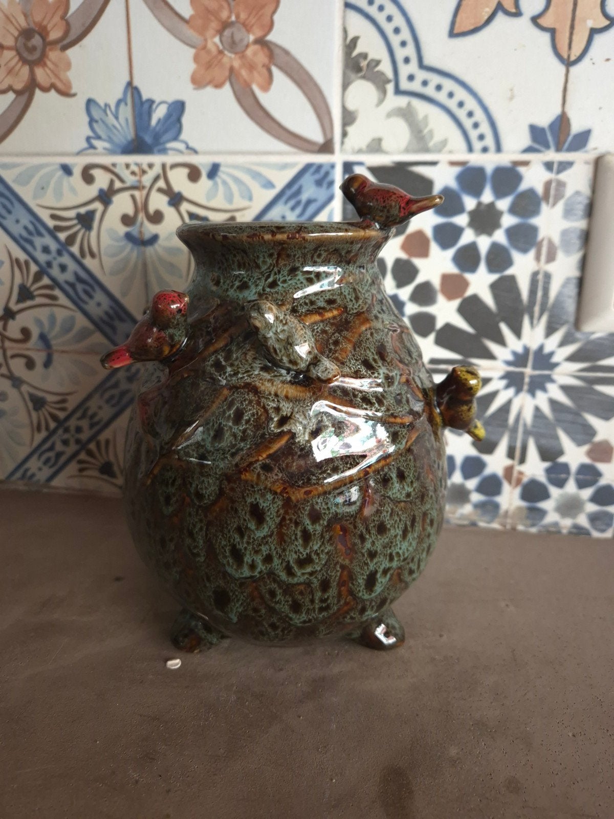 Vaasje met vogels Daan Kromhout., Huis en Inrichting, Ophalen of Verzenden, Gebruikt