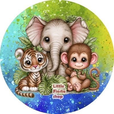 lf464 icing luxe junge dieren 20cm eetbare taart print, Ophalen of Verzenden, Nieuw, Taarten, Versiering