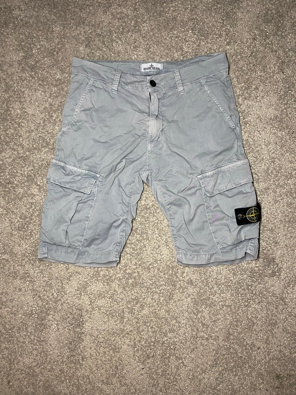 Stone Island Junior Cargo Shorts - Grijs, Kleding | Heren, Spijkerbroeken en Jeans, Verzenden, Zo goed als nieuw, Grijs, Overige jeansmaten