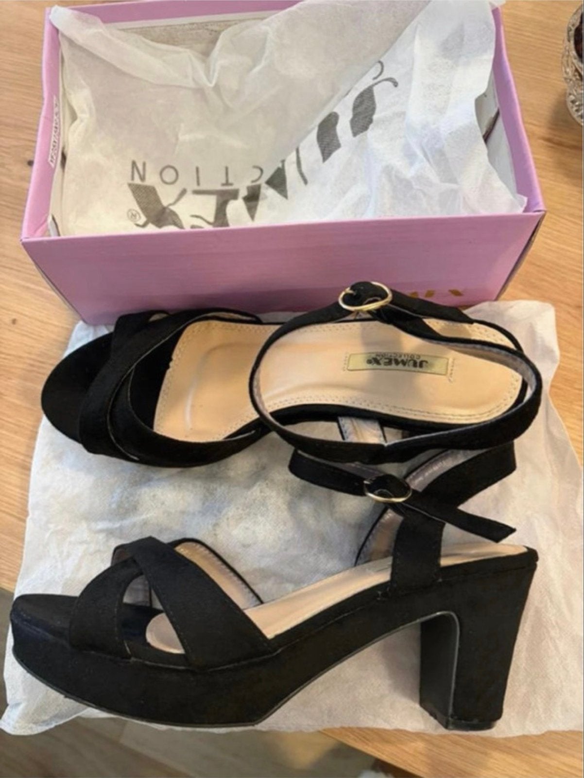 Zwarte sandalen met hak - maat 38, Ophalen, Zo goed als nieuw, Zwart, Sandalen of Muiltjes