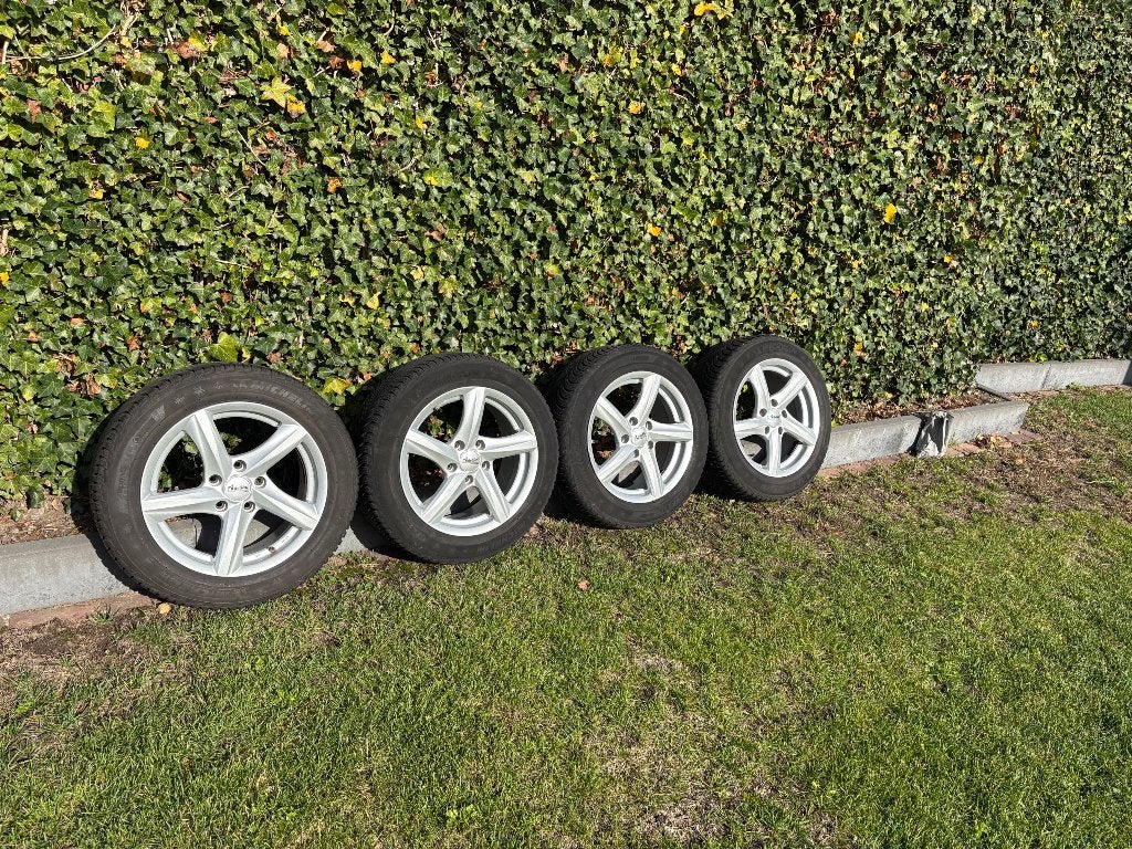 4x Winterbanden Michelin Alpin 5, op nette velgen 205/55R16, Ophalen, Gebruikt, 16 inch, Banden en Velgen
