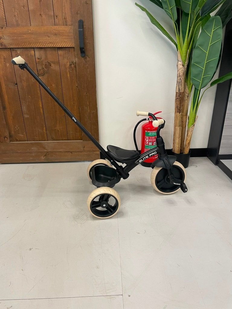 QPlay Elite Pro Luxe Driewieler met duwstang - Zwart, Duwvoertuig, Qplay@qplay.com, Qplay, Ophalen of Verzenden