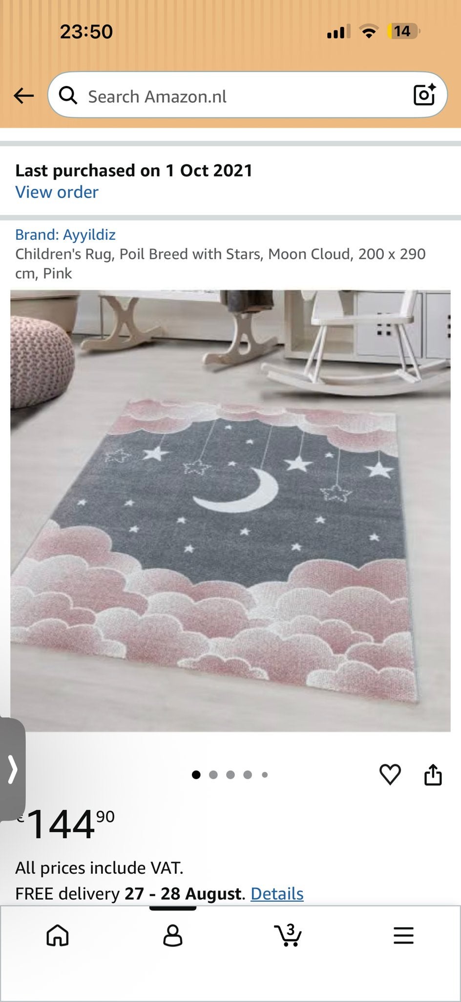 Kinderkleed Ayyildiz met Sterren, Maan en Wolken, Roze/Grijs, Ophalen, Zo goed als nieuw, 200 cm of meer, Roze