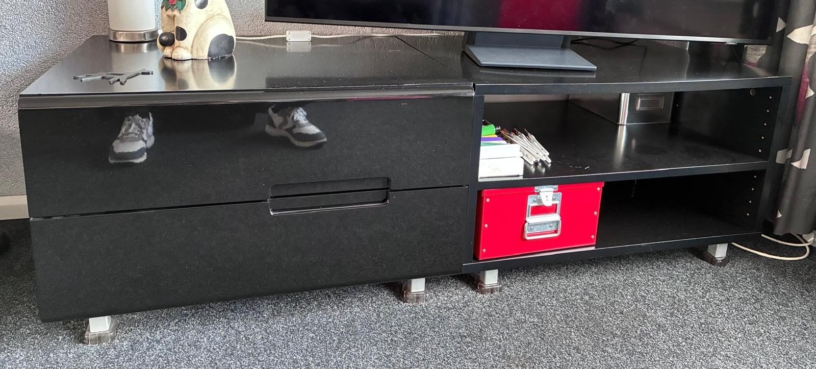 Zwart tv meubel met lage kast, Huis en Inrichting, Ophalen