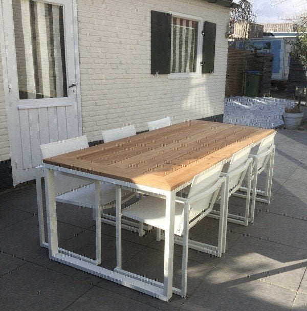 tuinset met teak blad tafel mooi design (tafel/stoelen los), Verzenden, Nieuw