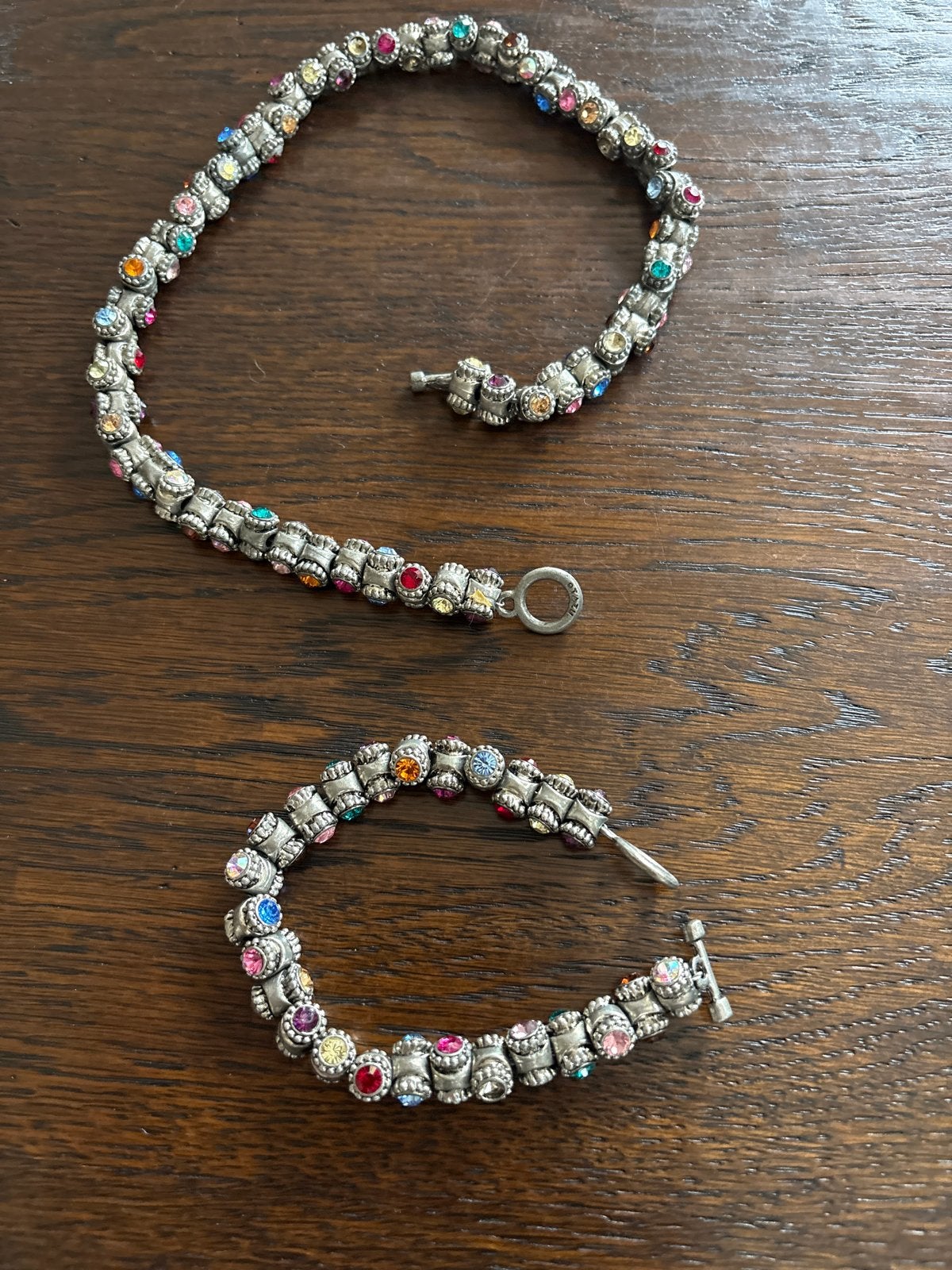 Vintage OTAZU Ketting & Armband met Kristallen, Overige materialen, Gebruikt, Zilver, Ophalen
