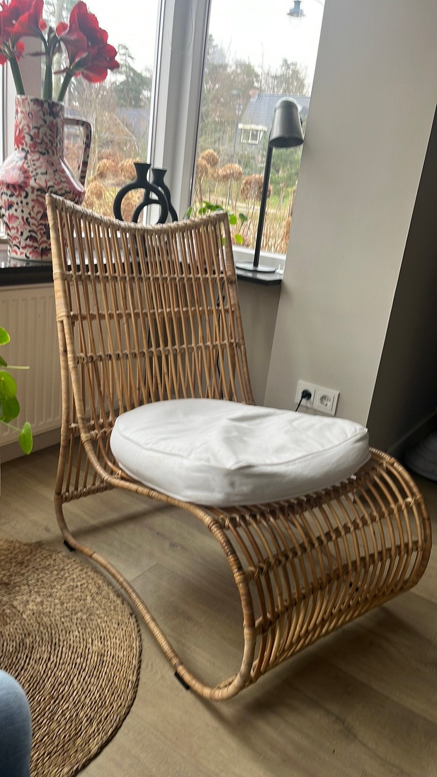 Mooie luxe rietenstoel, Huis en Inrichting, Fauteuils, Ophalen, Zo goed als nieuw, 75 tot 100 cm, 50 tot 75 cm