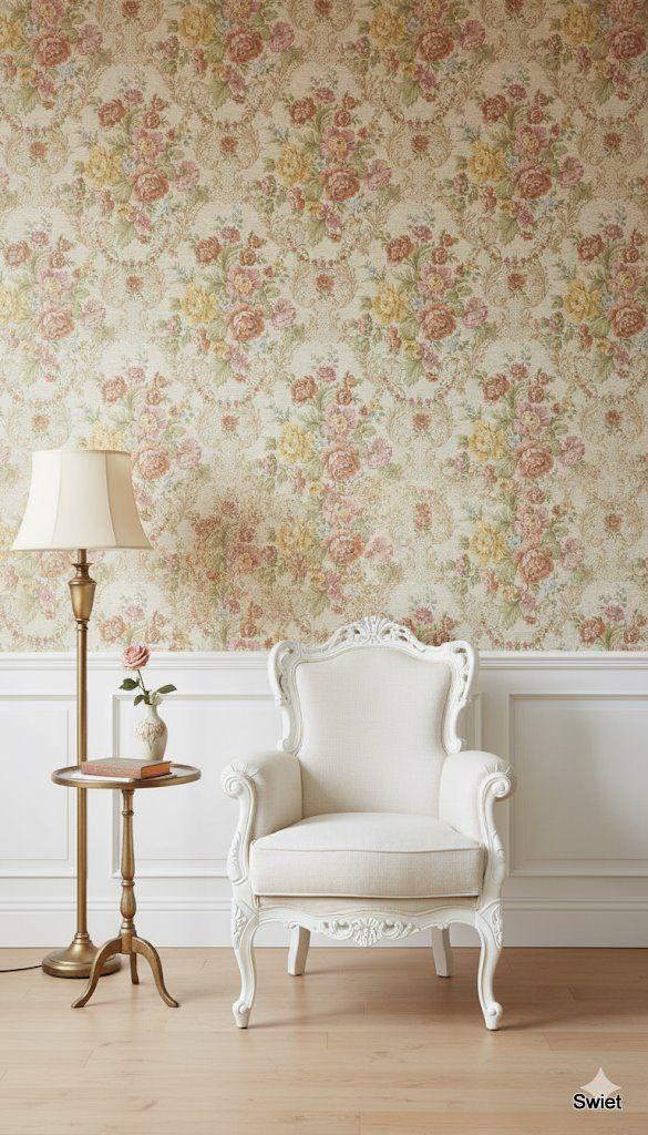 14111 barok bloemenbehang vintage wallpaper klassiek swiet, Verzenden, Minder dan 10 m², Rood