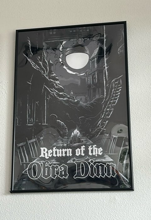 Poster Obra Dinn met lijst, Ophalen, Met lijst, A1 t/m A3, Overige onderwerpen