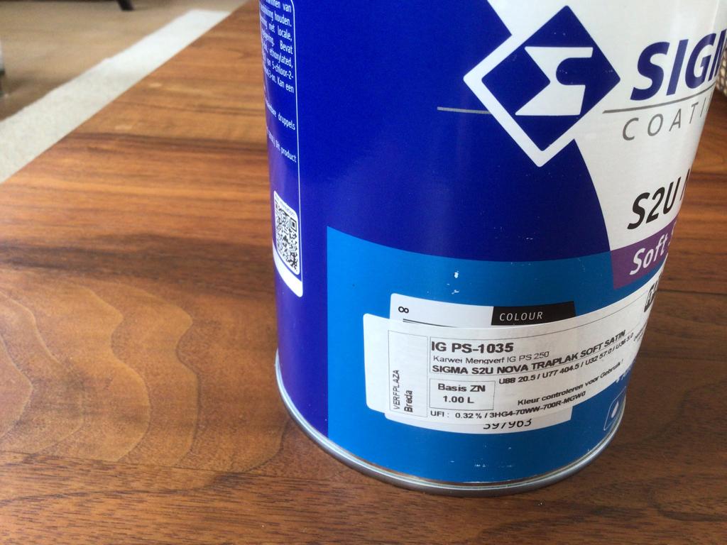 Ongeopend blik Sigma S2U soft satin traplak IG PS-1035, Ophalen, Nieuw, Wit