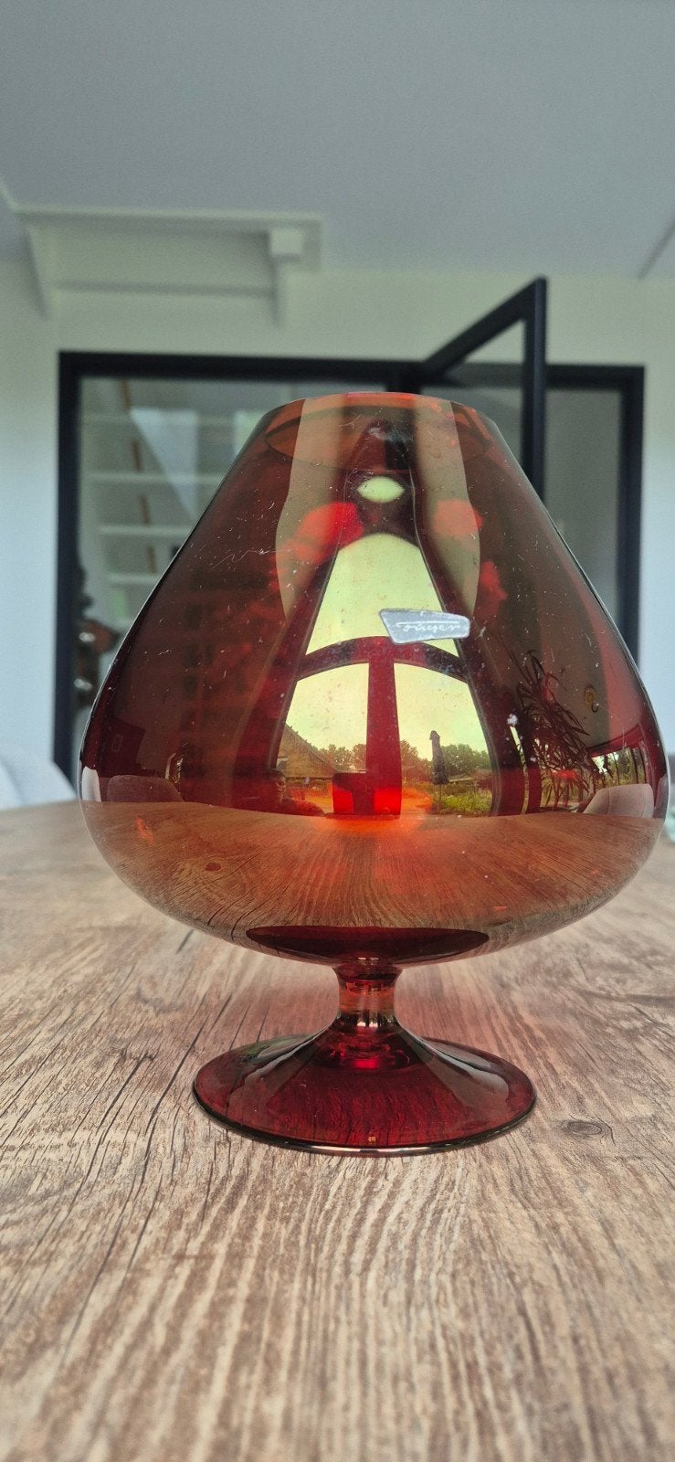 Prachtige vintage Füger & Taube robijnrode ballonvaas, Antiek en Kunst, Ophalen of Verzenden