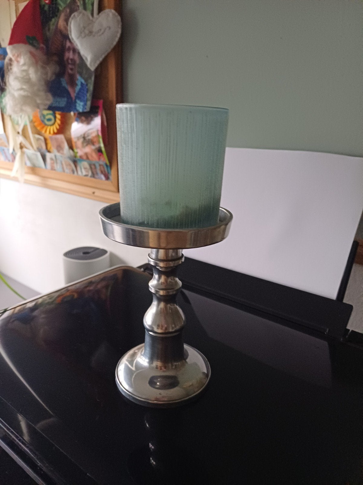 standaard met glas voor waxinelichtje, Antiek en Kunst, Ophalen of Verzenden, Glas