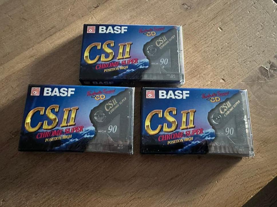3 stuks BASF CSII90 tapes in folie. Ongebruikt!, 2 t/m 25 bandjes, Overige genres, Ophalen of Verzenden, Nieuw in verpakking