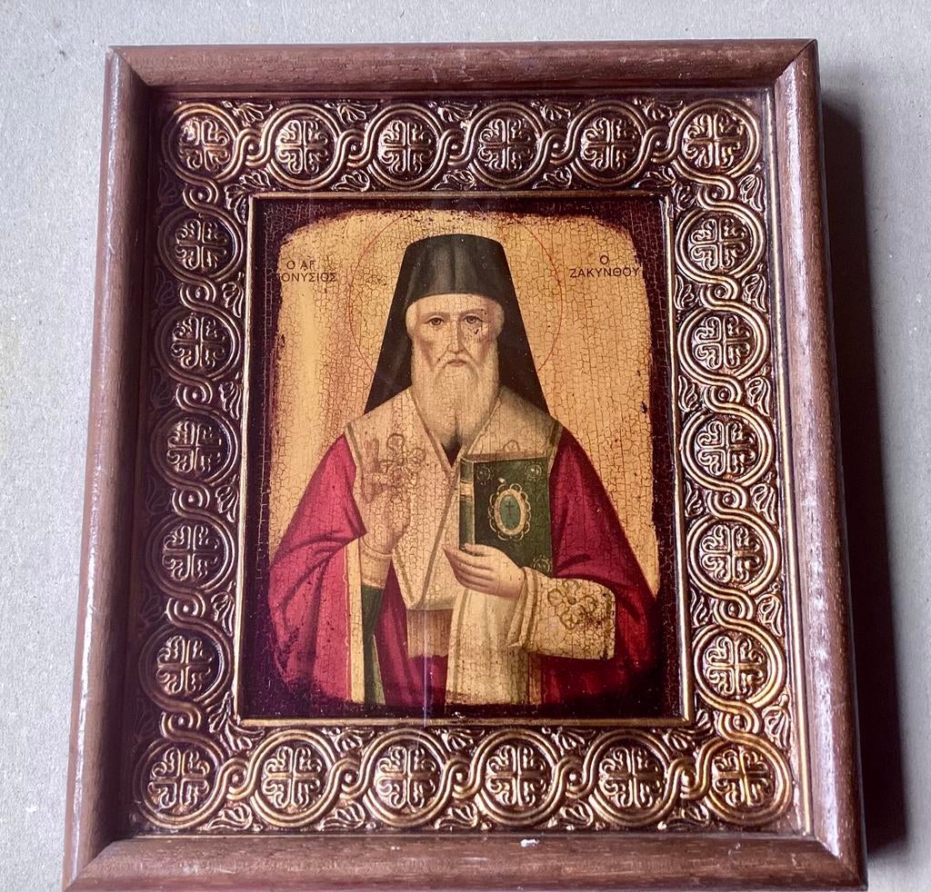 Antieke Byzantijnse Orthodoxe icoon. Handgeschilderd., Antiek en Kunst, Antiek | Religie, Ophalen of Verzenden