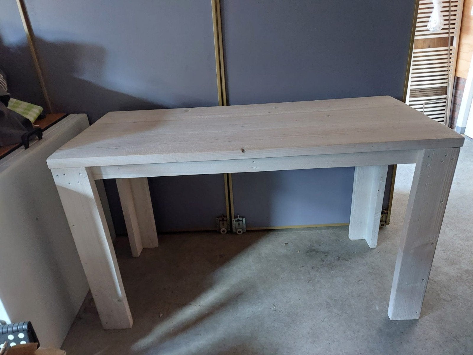 Tafel van steigerhout White wash, Ophalen, Rechthoekig, 100 tot 150 cm