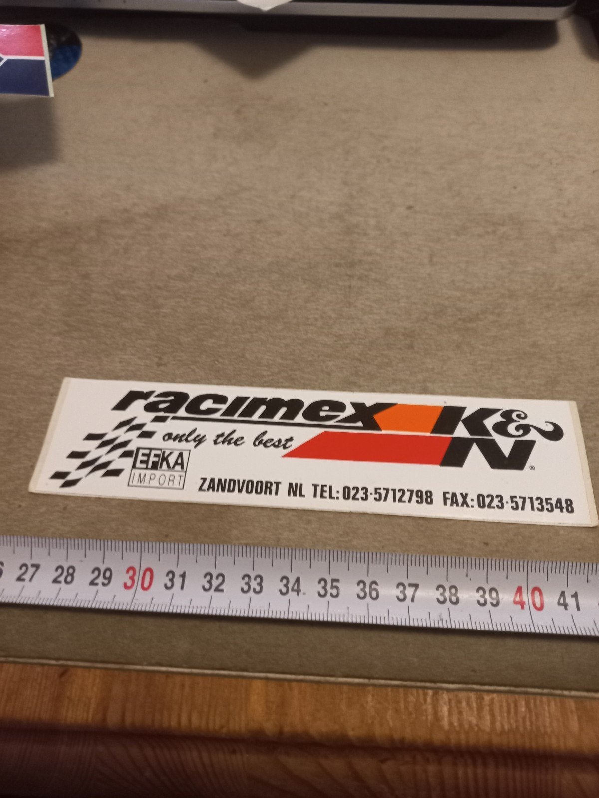 Vintage Racimex K&N EFKA Import Sticker Zandvoort, Ophalen of Verzenden