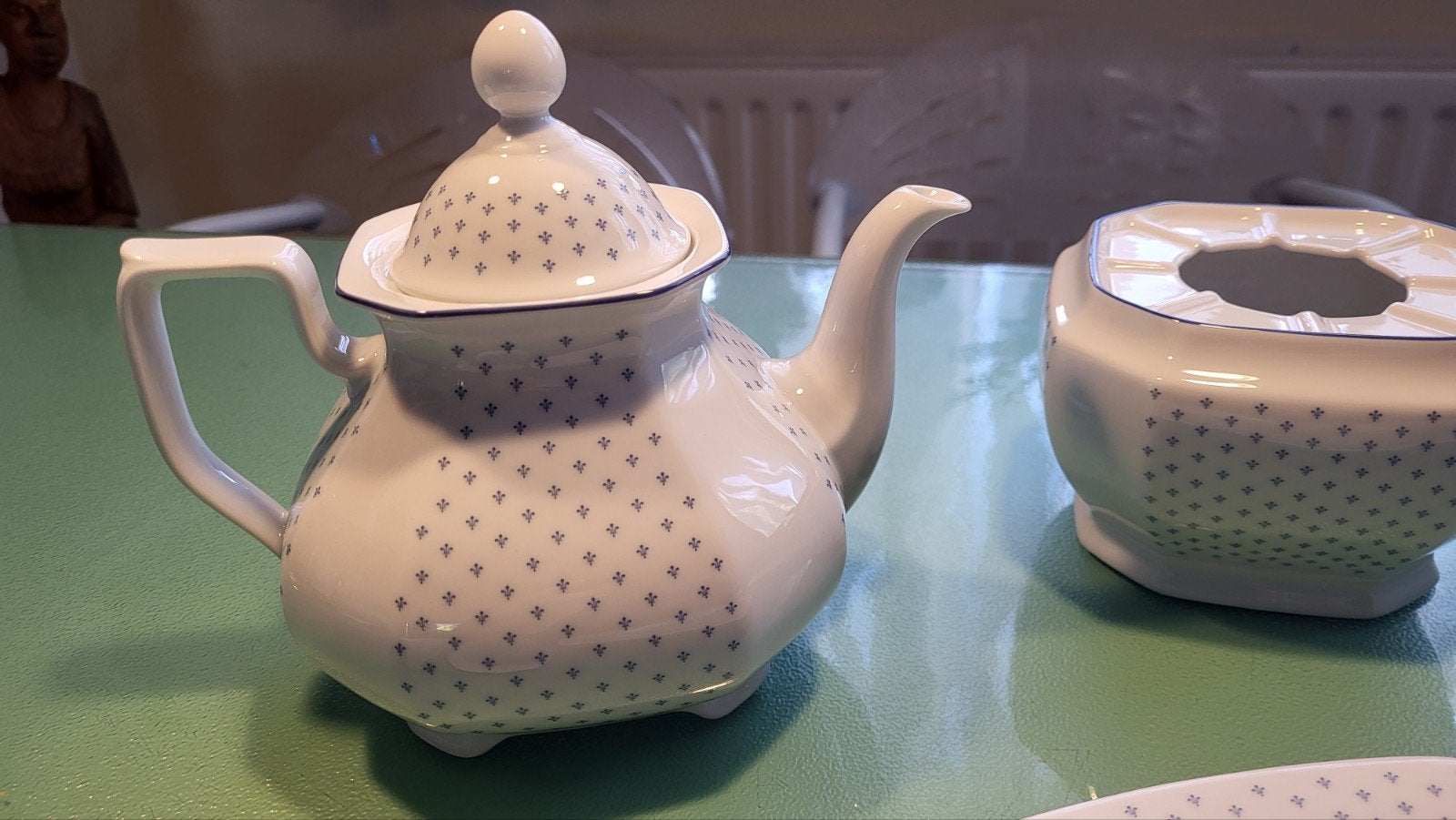apart vintage servies  (8 delen) blauwwit met hoekige kanten, Huis en Inrichting, Overige merken, Klassiek, Ophalen of Verzenden