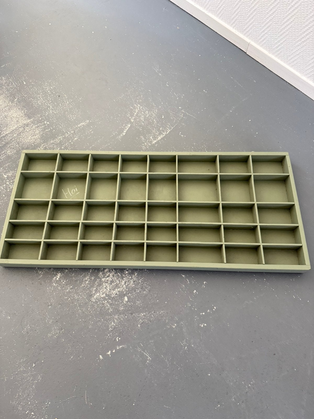 Letterbak, Ophalen, Groen, Hout, Gebruikt