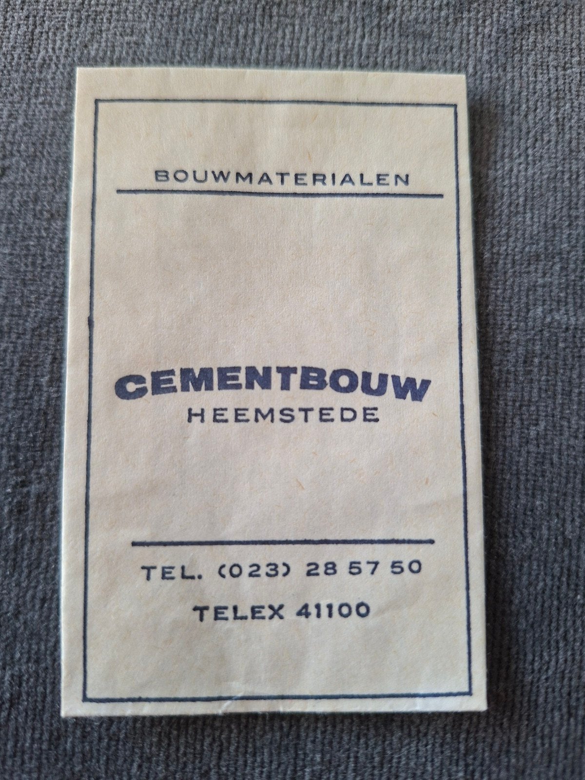 Heemstede, Cementbouw bouwmaterialen, Verzamelen, Suikerzakjes, Verzenden, Nederland