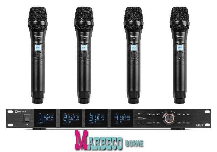 UHF Draadloze microfoonset, 4x 100-Kanaals, 4 Handmicrofoons, Muziek en Instrumenten, Info@marbeco.com, Zangmicrofoon, Draadloos