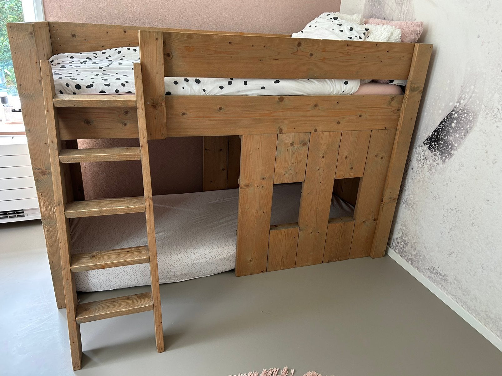 Halfhoogslaper 90x200cm steigerhout, Ophalen, Gebruikt, Halfhoogslaper