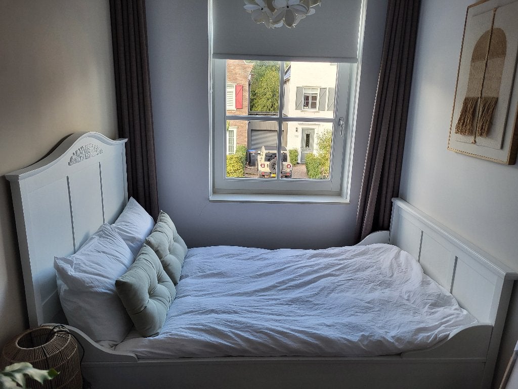 Prachtige antieke twijfelaar 120 x 200 incl. lattenbodem, Huis en Inrichting, Slaapkamer | Bedden, Ophalen, Gebruikt, Wit, Landelijk