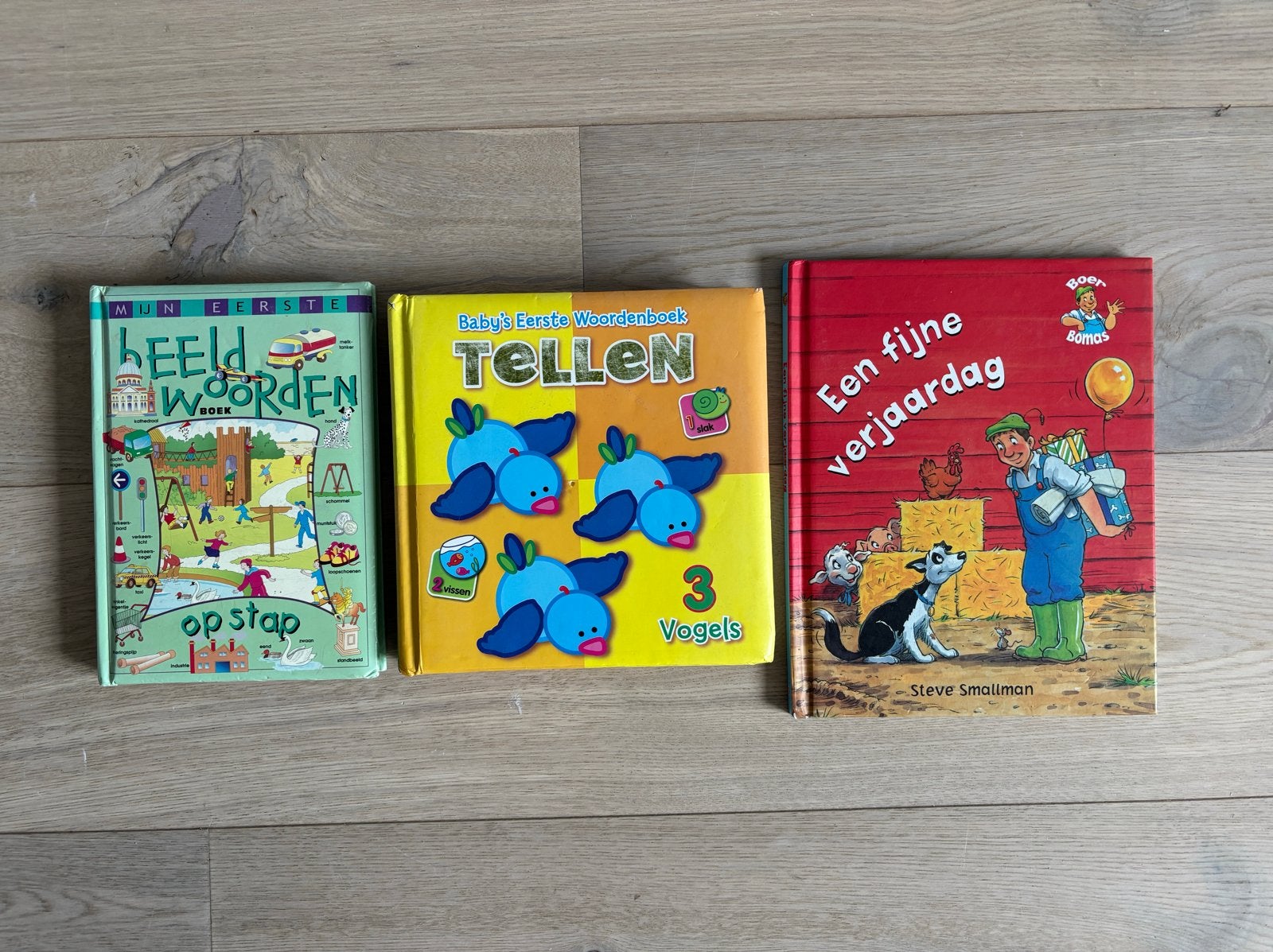 3 Babyboeken: Een fijne verjaardag, Tellen, Mijn eerste woor, Ophalen of Verzenden, Zo goed als nieuw, Uitklap-, Voel- of Ontdekboek