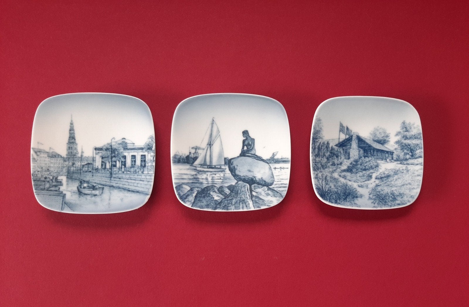 3 wandbordjes Denemarken Kopenhagen, Ophalen of Verzenden