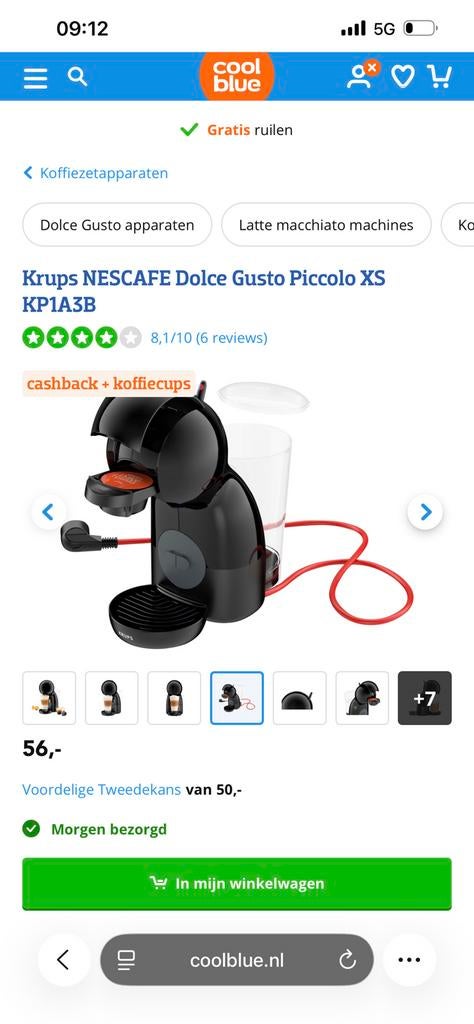 Krups nescafe dolce gusto piccolo XS nieuw koffieapparaat, Ophalen of Verzenden, 1 kopje, Koffiepads en cups, Afneembaar waterreservoir