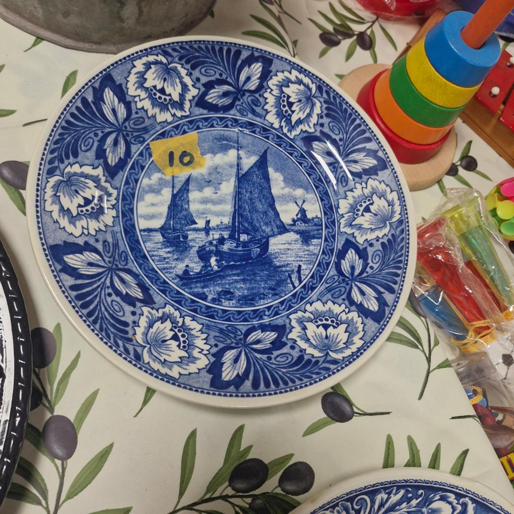 Delfts Blauw decoratief bord met Hollandse zeilschepen
