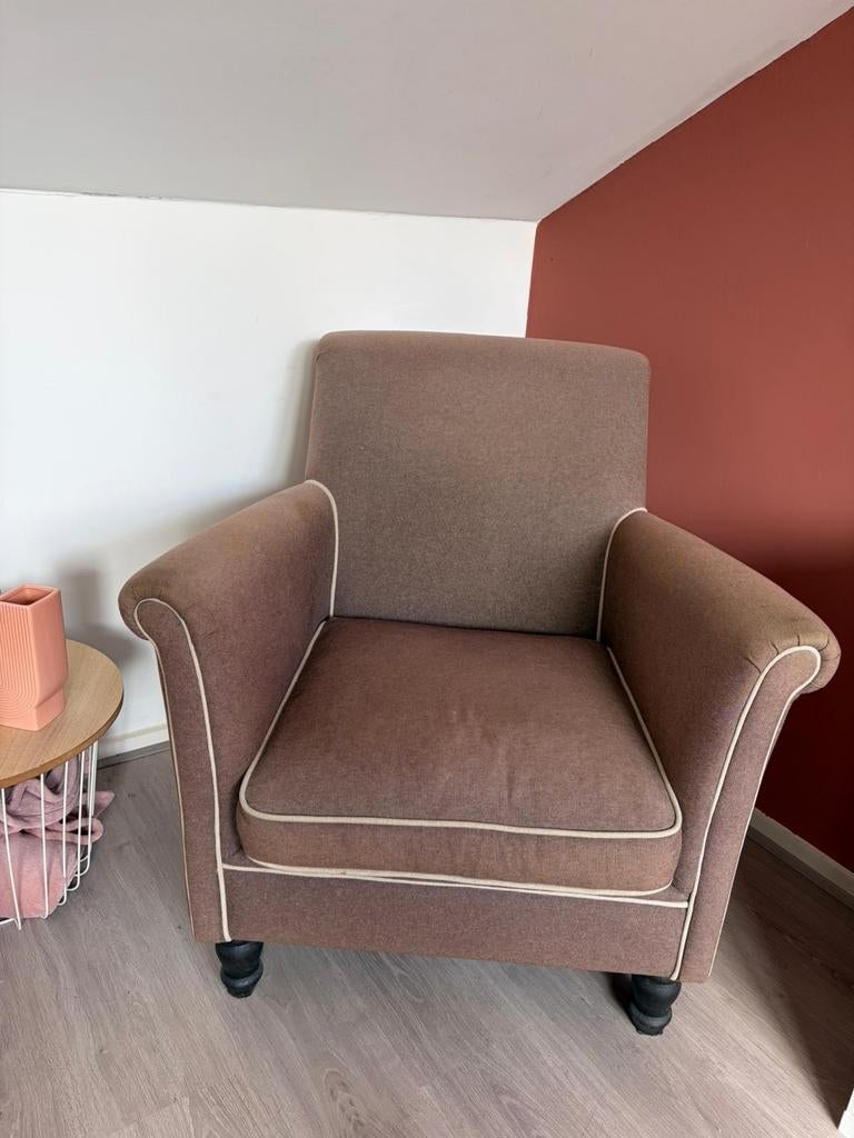 Fauteuil beige-bruin, Huis en Inrichting, Fauteuils, Gebruikt, 50 tot 75 cm, 75 tot 100 cm, Ophalen