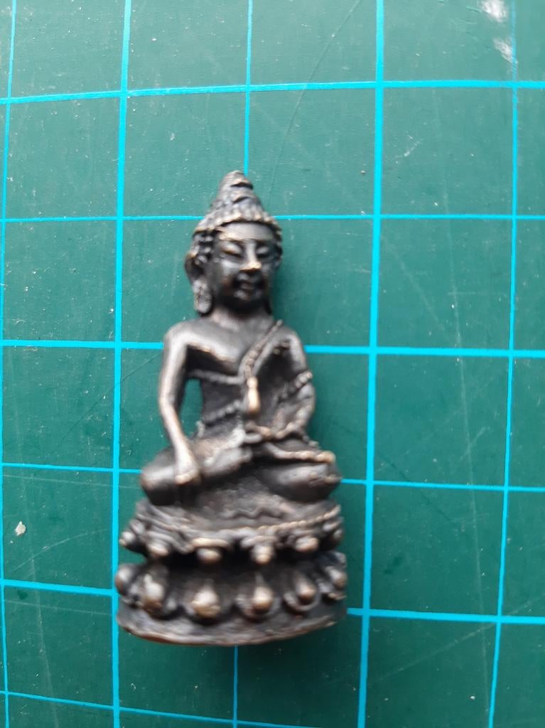bronzen beeldje Thais amulet Phra Kring medicijn Boeddha., Ophalen of Verzenden
