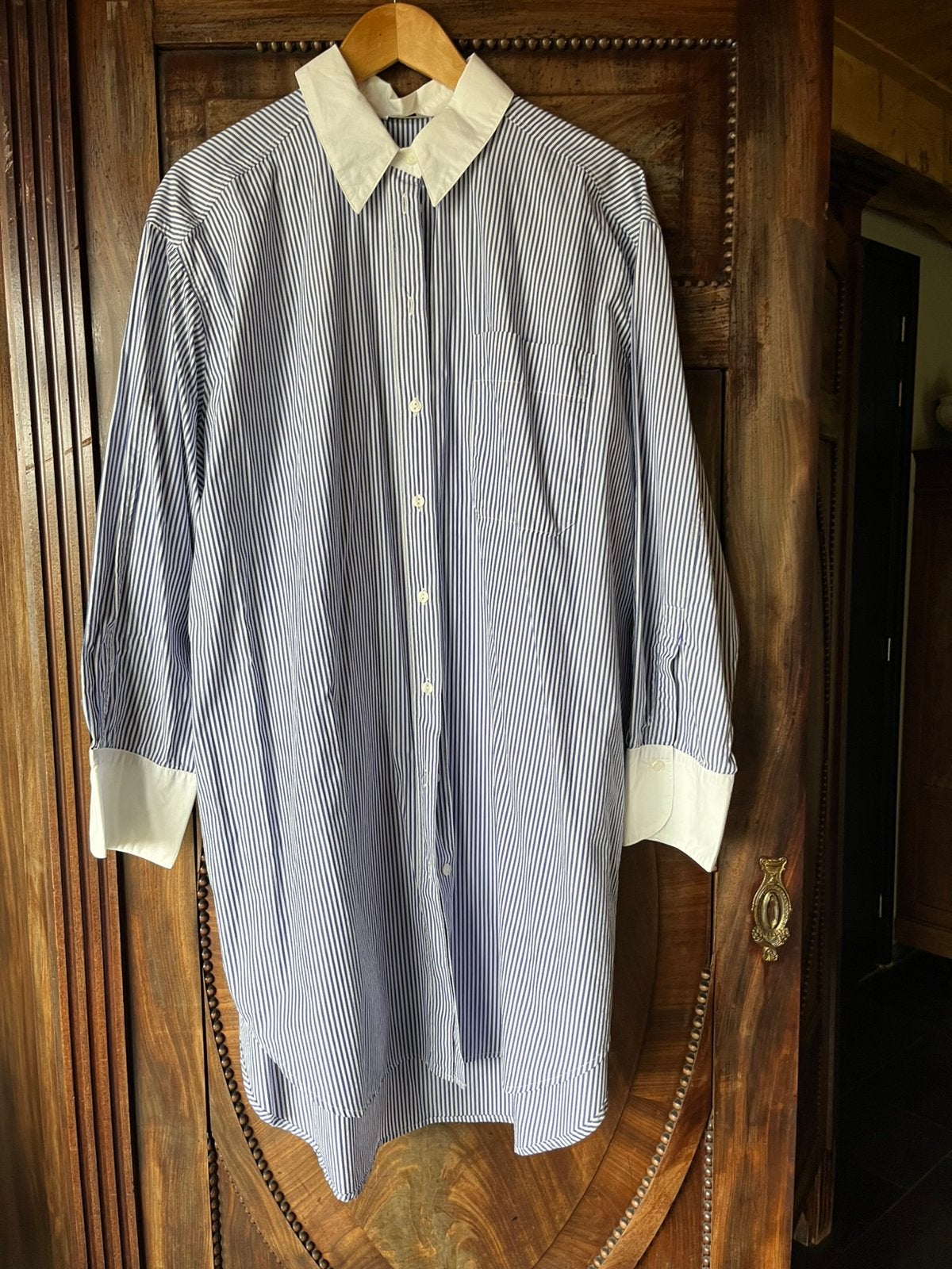 Blauwwitte blouse van Penn & Ink, Ophalen of Verzenden, Nieuw, Maat 38/40 (M), Blauw