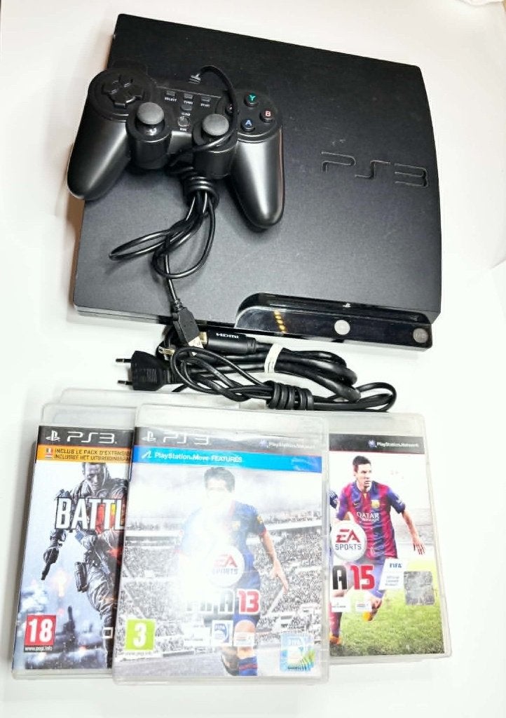 Sony Playstation 3 Slim + 1 controllers en 7 games 250GB, Gebruikt, Gekoppelde computers, Overige genres, Ophalen of Verzenden