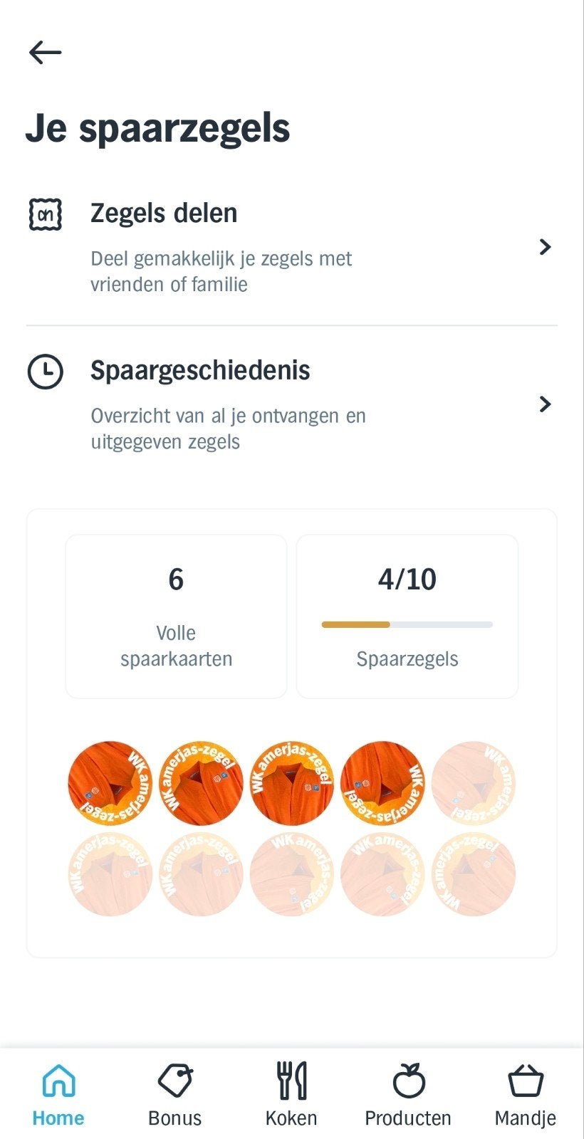 6.5 volle spaarkaarten WKamerjas AH, Albert Heijn, Ophalen