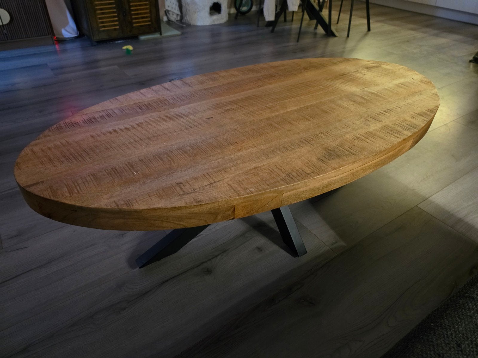 Salontafel mango hout, 120 cm - zo goed als nieuw, Ophalen, 100 tot 150 cm, Zo goed als nieuw, Ovaal