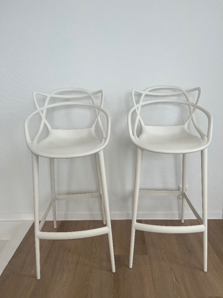 Kartell Masters Barkruk Wit 75cm x2, Huis en Inrichting, Ophalen, Kunststof, Gebruikt, Twee