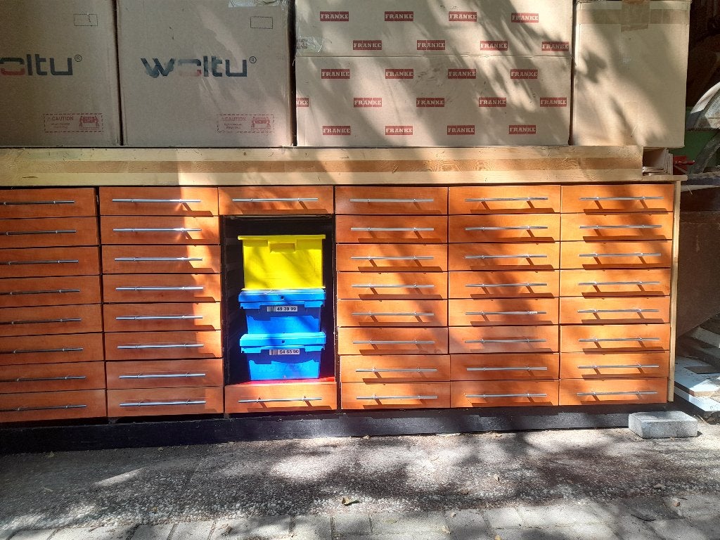 werkbank voor afhalers en bezorgers in de apotheek r+r 5er, Ophalen, 5 laden of meer, 50 tot 100 cm, Minder dan 100 cm