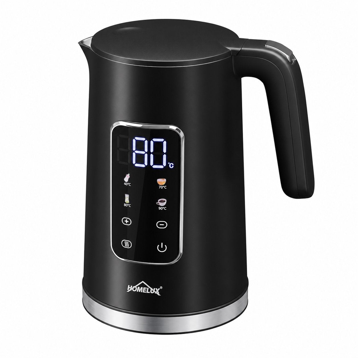 Homelux Digitale Waterkoker 1.7L 2200W Zwart RVS, 1 tot 2 liter, Ophalen of Verzenden, Nieuw, Draadloos