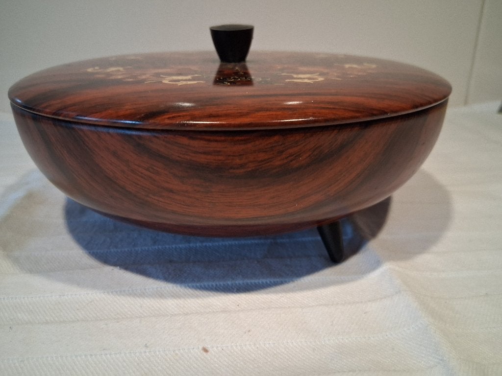 Vintage brocante UFO blikken koekjestrommel houtlook, Ophalen of Verzenden