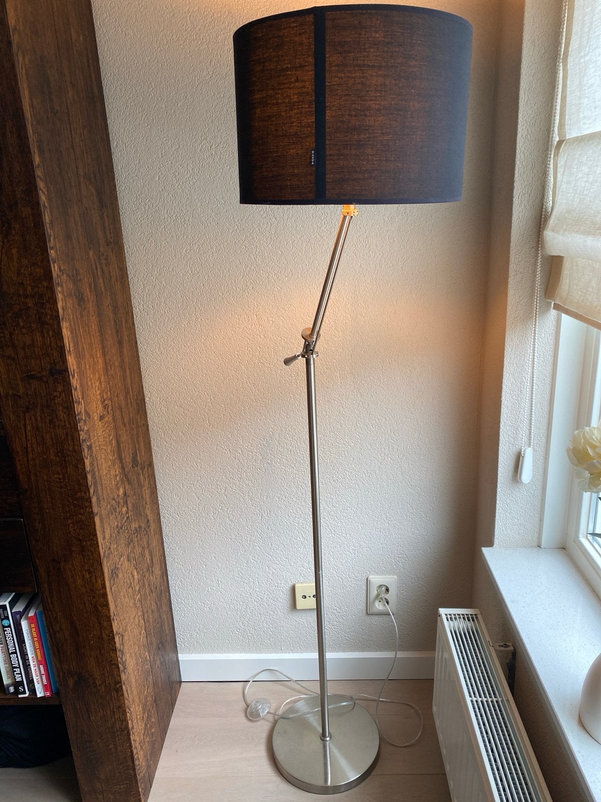 Moderne vloerlamp met stoffen kap - qazqa, Ophalen, Gebruikt, E27 (groot), Metaal