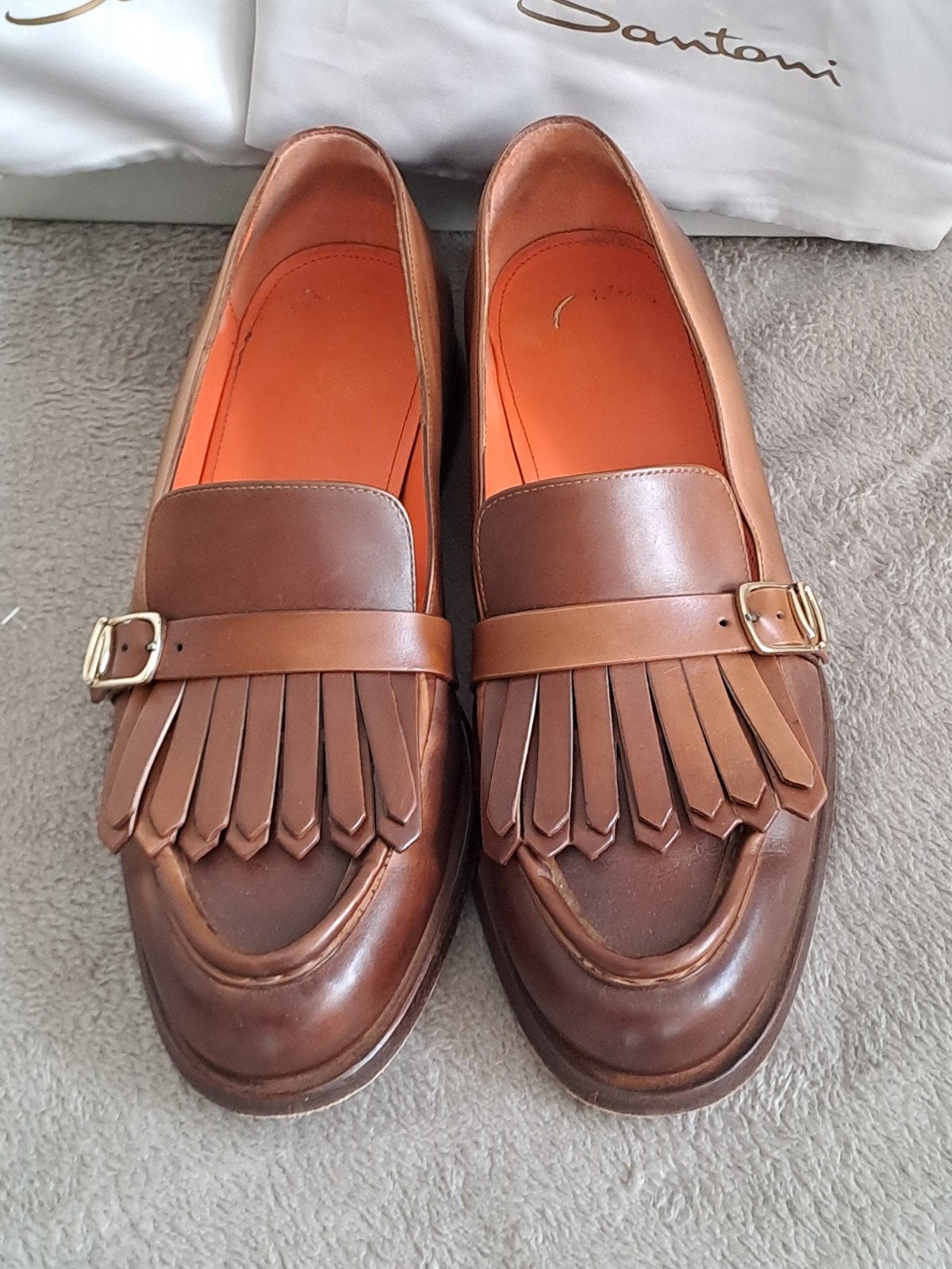 Santoni Loafers maat 41 ZO GOED ALS NIEUW, Ophalen of Verzenden, Zo goed als nieuw, Bruin, Instappers