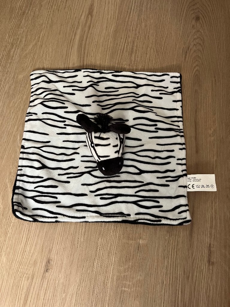 Zebra knuffeldoek met rammelaar in hoofd, Ophalen of Verzenden, Zo goed als nieuw, Overige typen