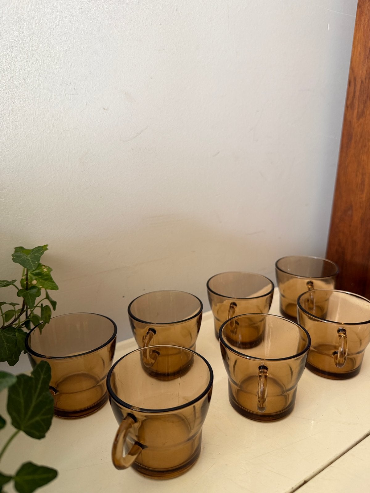 Set van 7 glazen espresso kopjes jaren 70, Ophalen of Verzenden