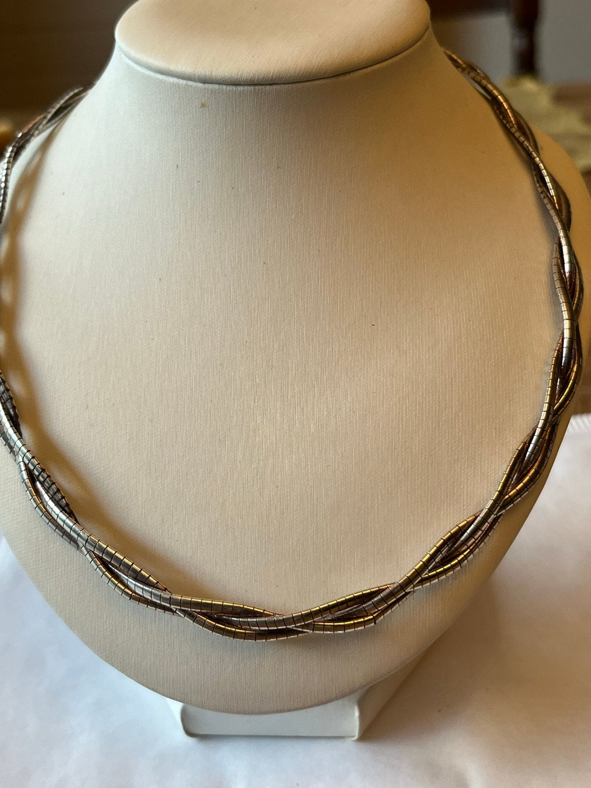 Zilveren Gevlochten Collier - 43 cm, Verzenden, Zo goed als nieuw, Zilver