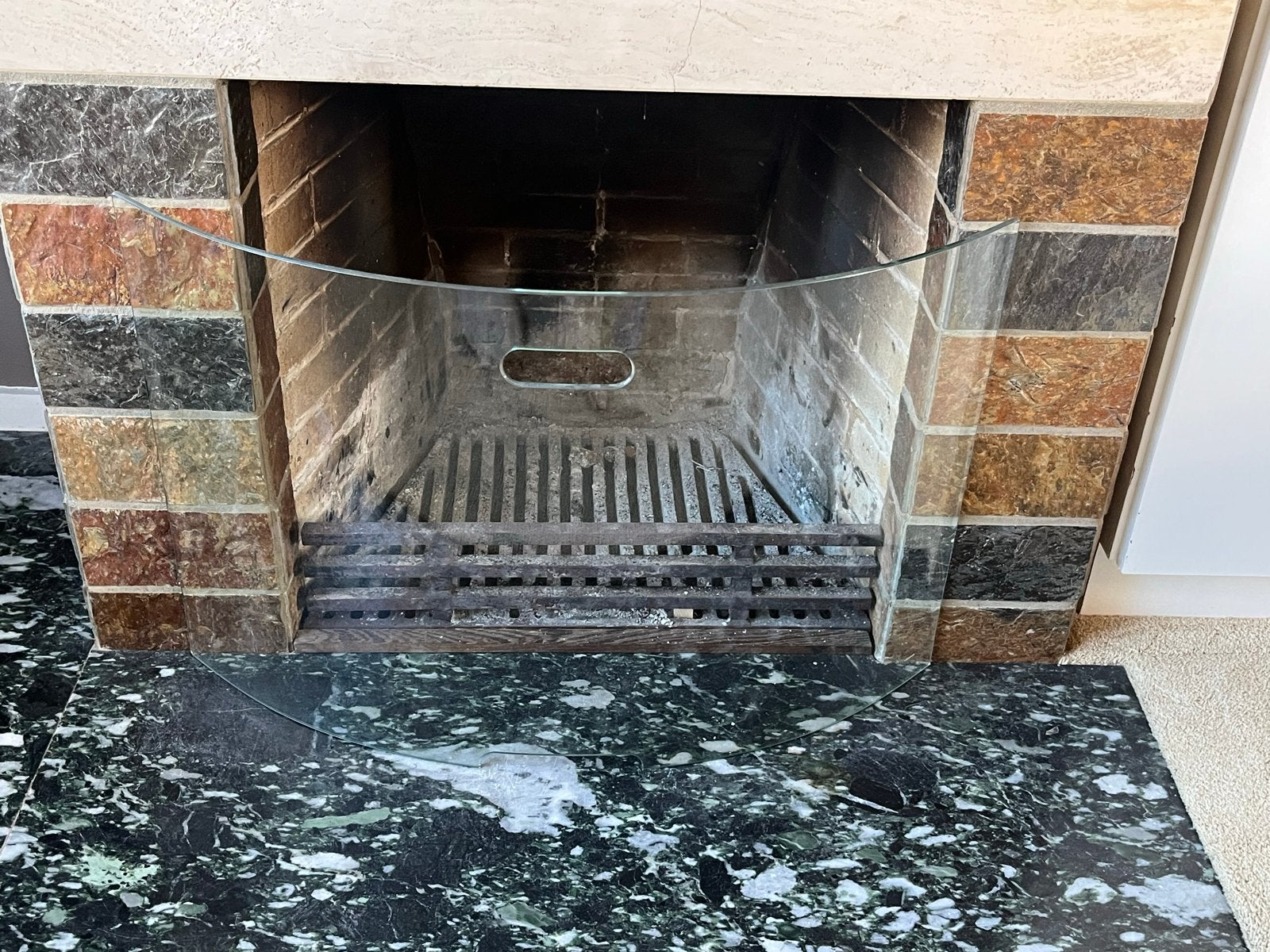 Glazen haardscherm, Huis en Inrichting, Ophalen, Gebruikt, Inbouwhaard, Houthaard
