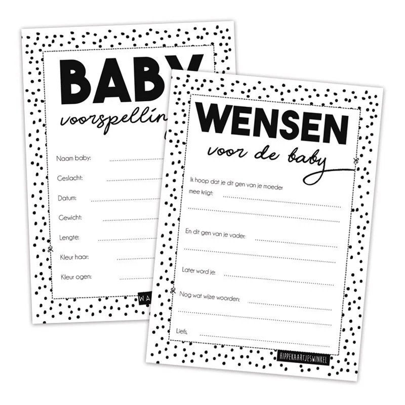 Baby Voorspellingen & Wensen Kaartjes - Kraamfeest Activitei, Verzenden, Nieuw, Kraamcadeau